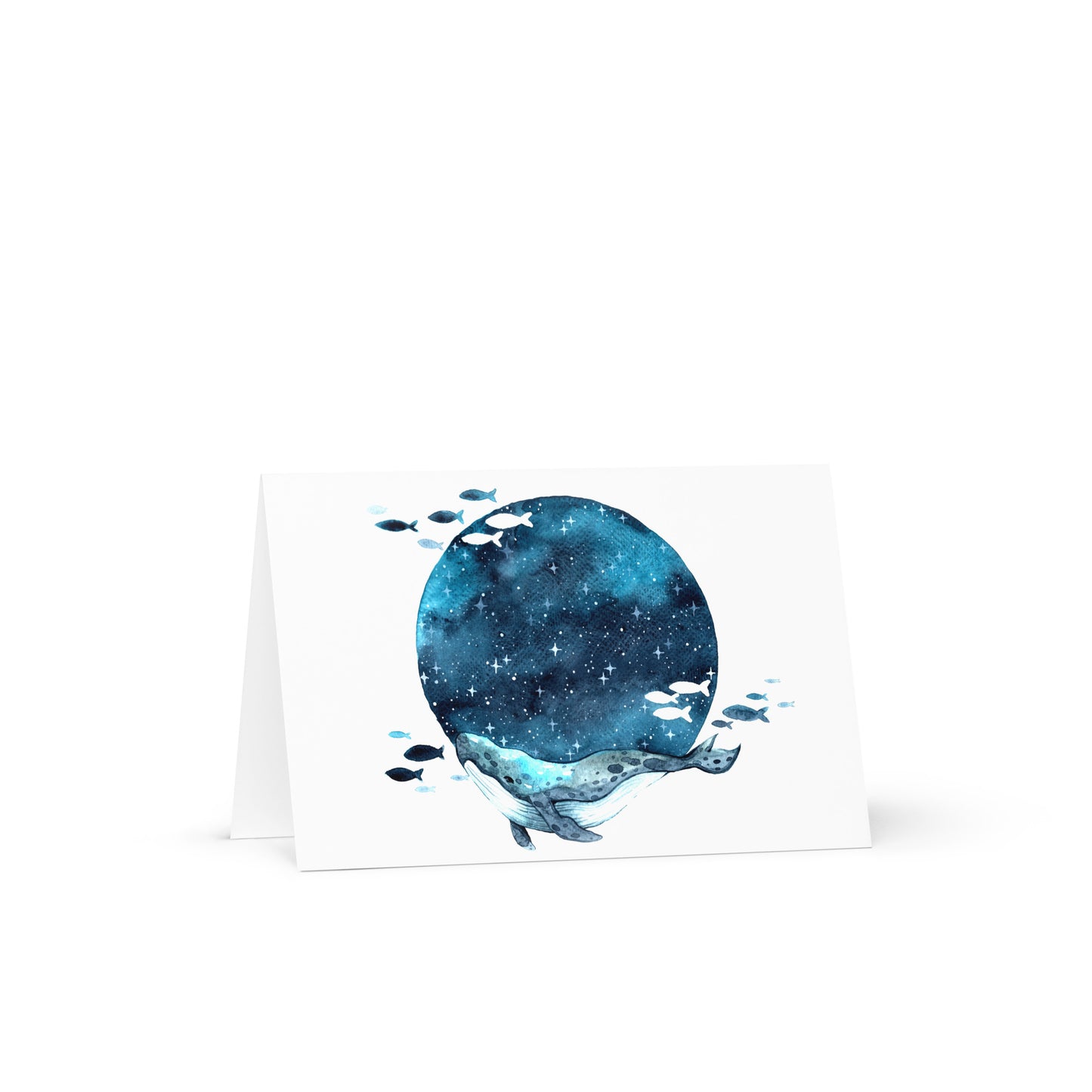 Galaxy Whale Greeting card - 4in x 6in - card with envelope - stationery - cute cards - quality cards - gift