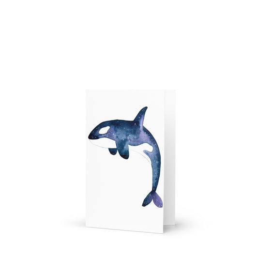 Galaxy Orca Whale Greeting card - 4in x 6in - card with envelope - stationery - cute cards - quality cards - gift