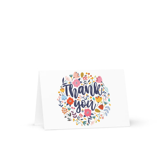 Trendy Floral Thank You Greeting card - 4in x 6in - card with envelope - stationery - cute cards - quality cards - gift