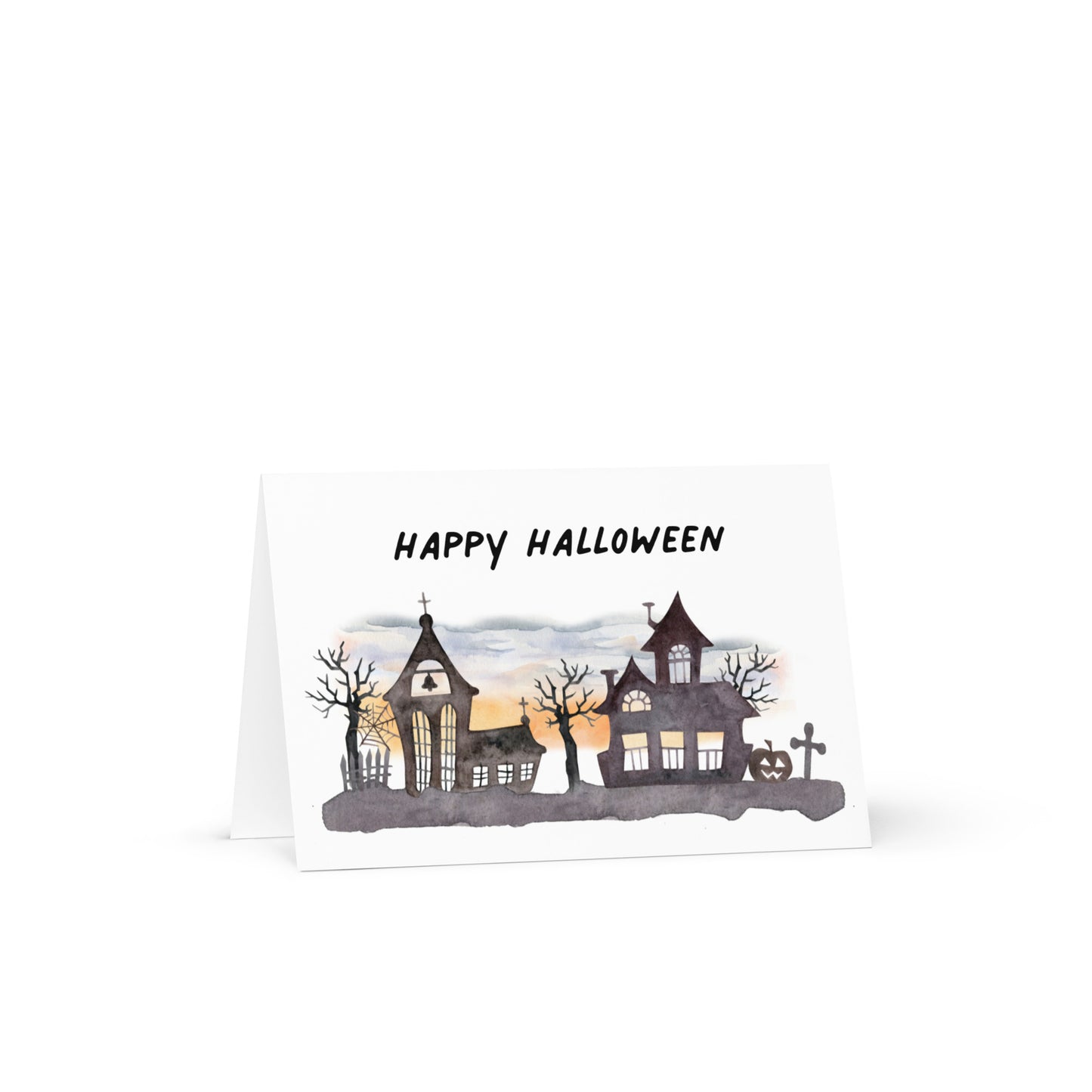 Happy Halloween Town Greeting card - 4in x 6in - card with envelope - stationery - cute cards - quality cards - gift