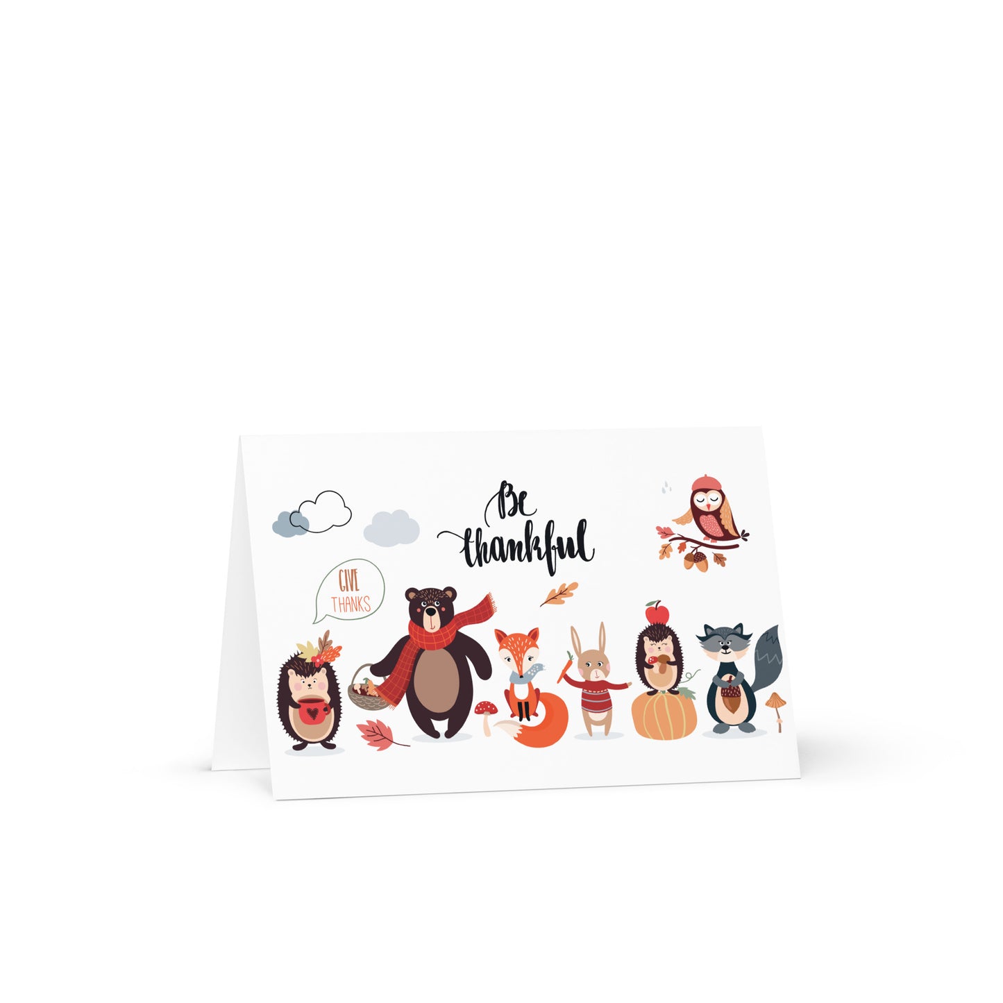 Be Thankful Woodland Greeting card - 4in x 6in - card with envelope - stationery - cute cards - quality cards - gift