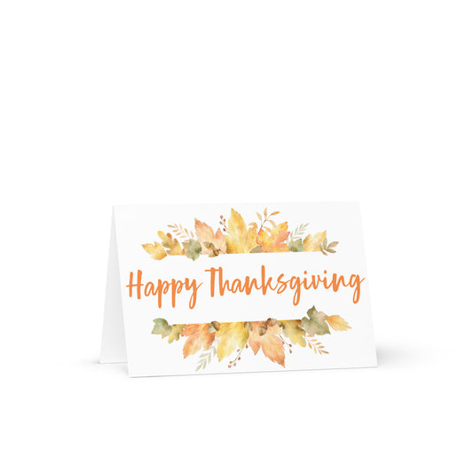 Happy Thanksgiving Floral Greeting card - 4in x 6in - card with envelope - stationery - cute cards - quality cards - gift