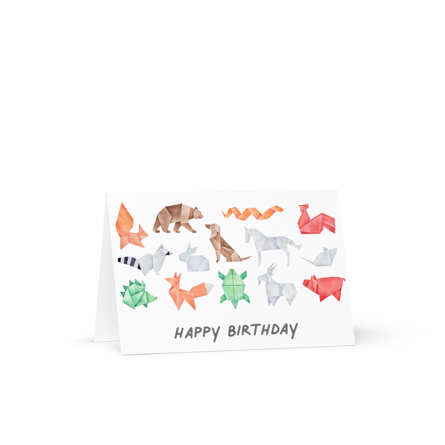 Origami Animals Birthday Greeting card - 4in x 6in - card with envelope - stationery - cute cards - quality cards - gift