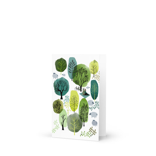 Green Trees Greeting card - 4in x 6in - card with envelope - stationery - cute cards - quality cards - gift