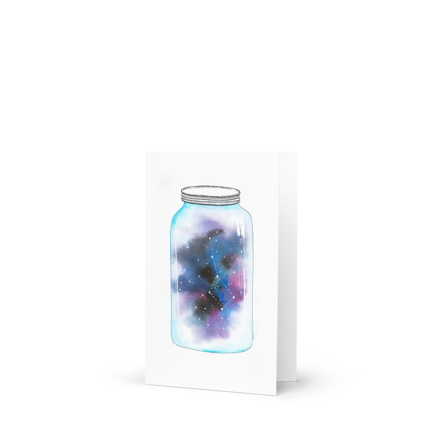 Galaxy Mason Jar Greeting card - 4in x 6in - card with envelope - stationery - cute cards - quality cards - gift