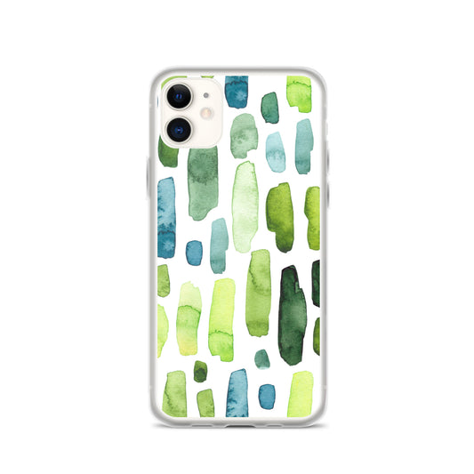 Green Abstract Paint Strokes iPhone Case