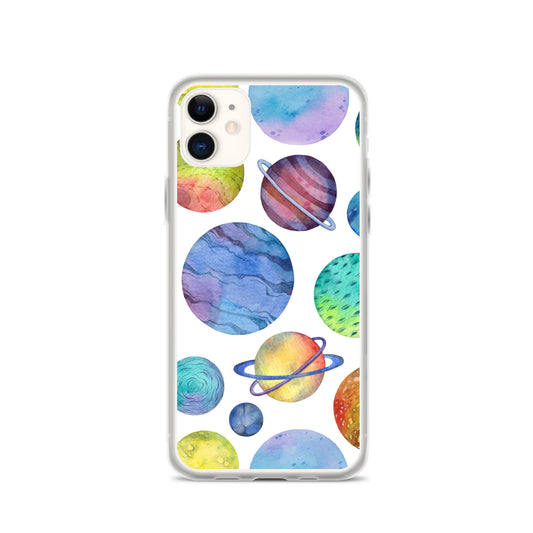 Space Watercolor Planets iPhone Case