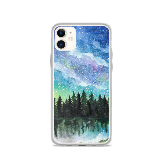 Watercolor Galaxy Forest iPhone Case