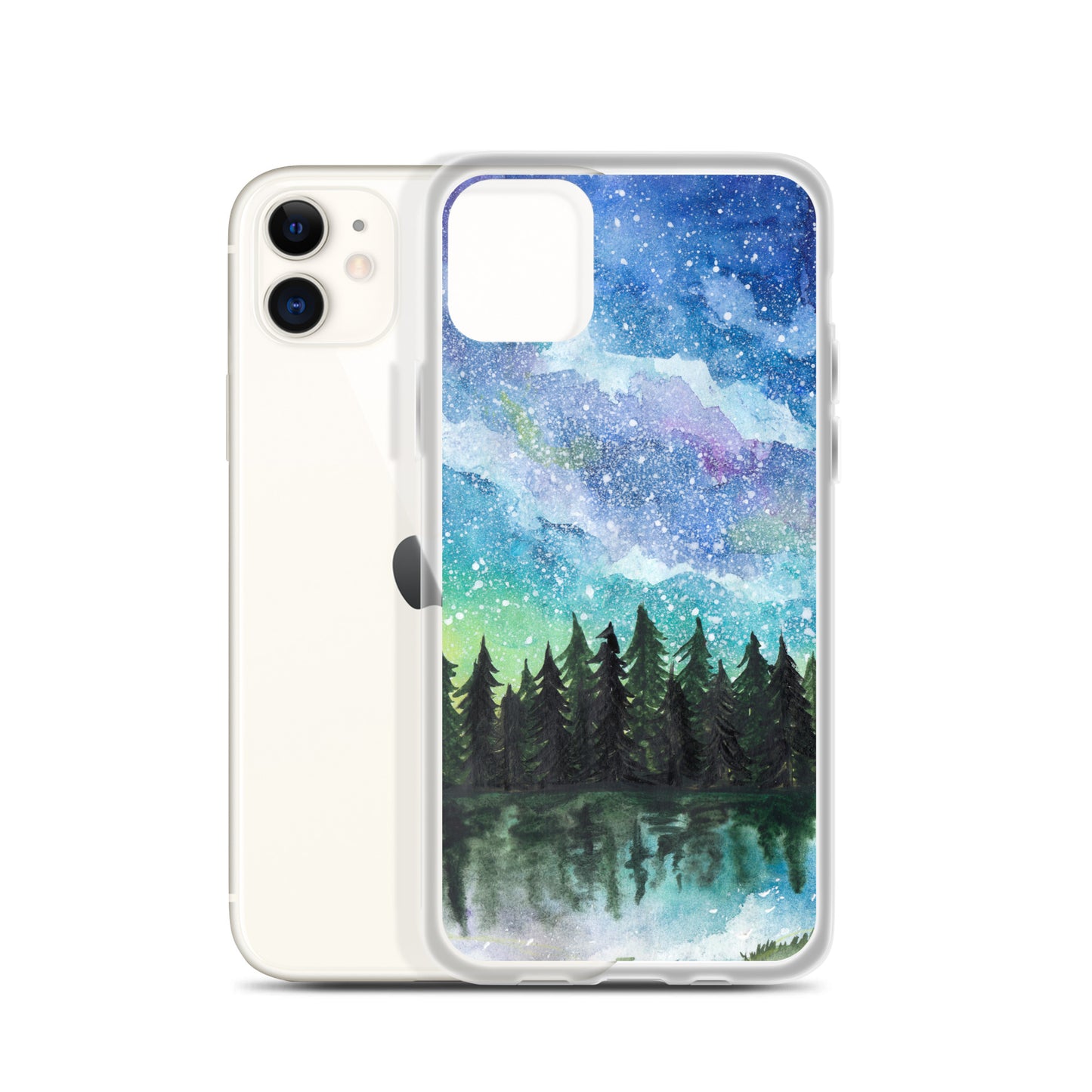 Watercolor Galaxy Forest iPhone Case