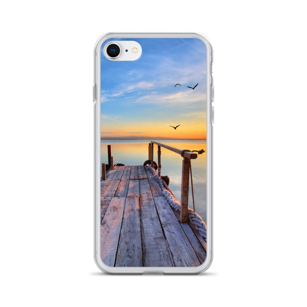 Ocean Boat Dock Scene iPhone Case