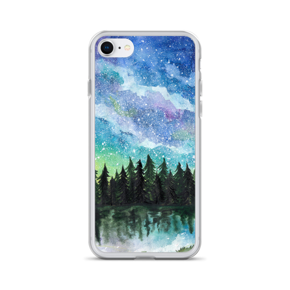 Watercolor Galaxy Forest iPhone Case