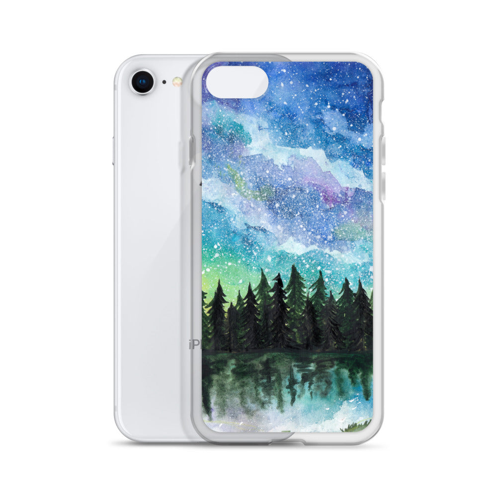 Watercolor Galaxy Forest iPhone Case