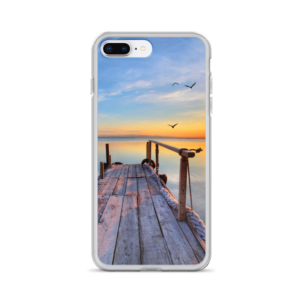 Ocean Boat Dock Scene iPhone Case