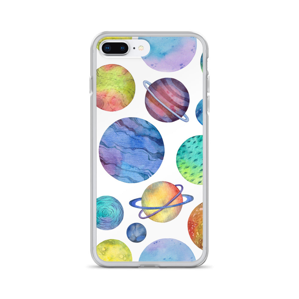 Space Watercolor Planets iPhone Case