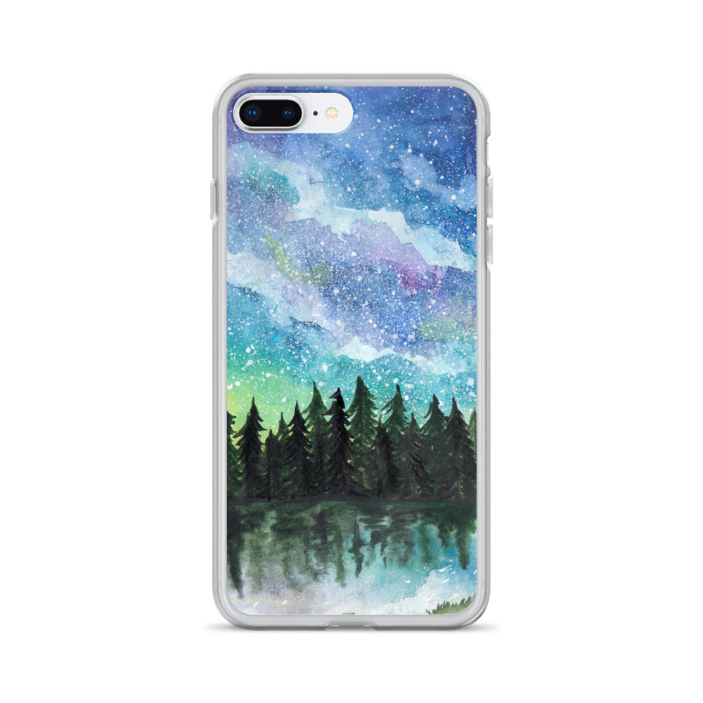 Watercolor Galaxy Forest iPhone Case