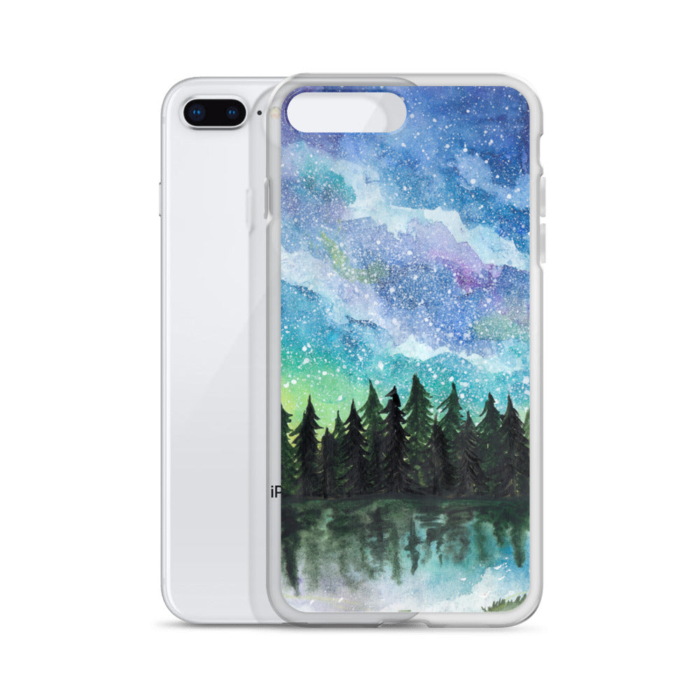 Watercolor Galaxy Forest iPhone Case