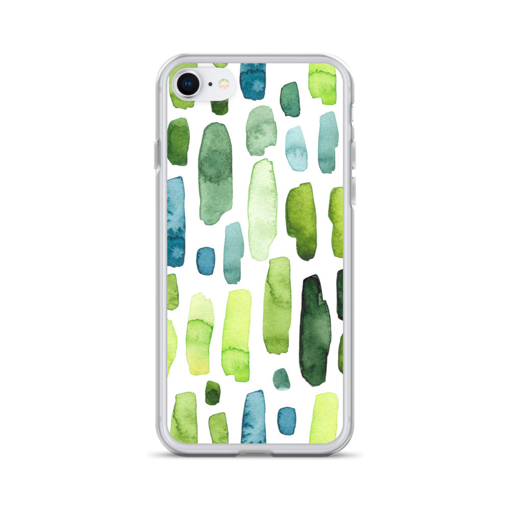 Green Abstract Paint Strokes iPhone Case