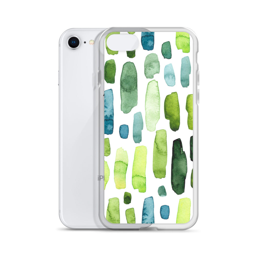 Green Abstract Paint Strokes iPhone Case