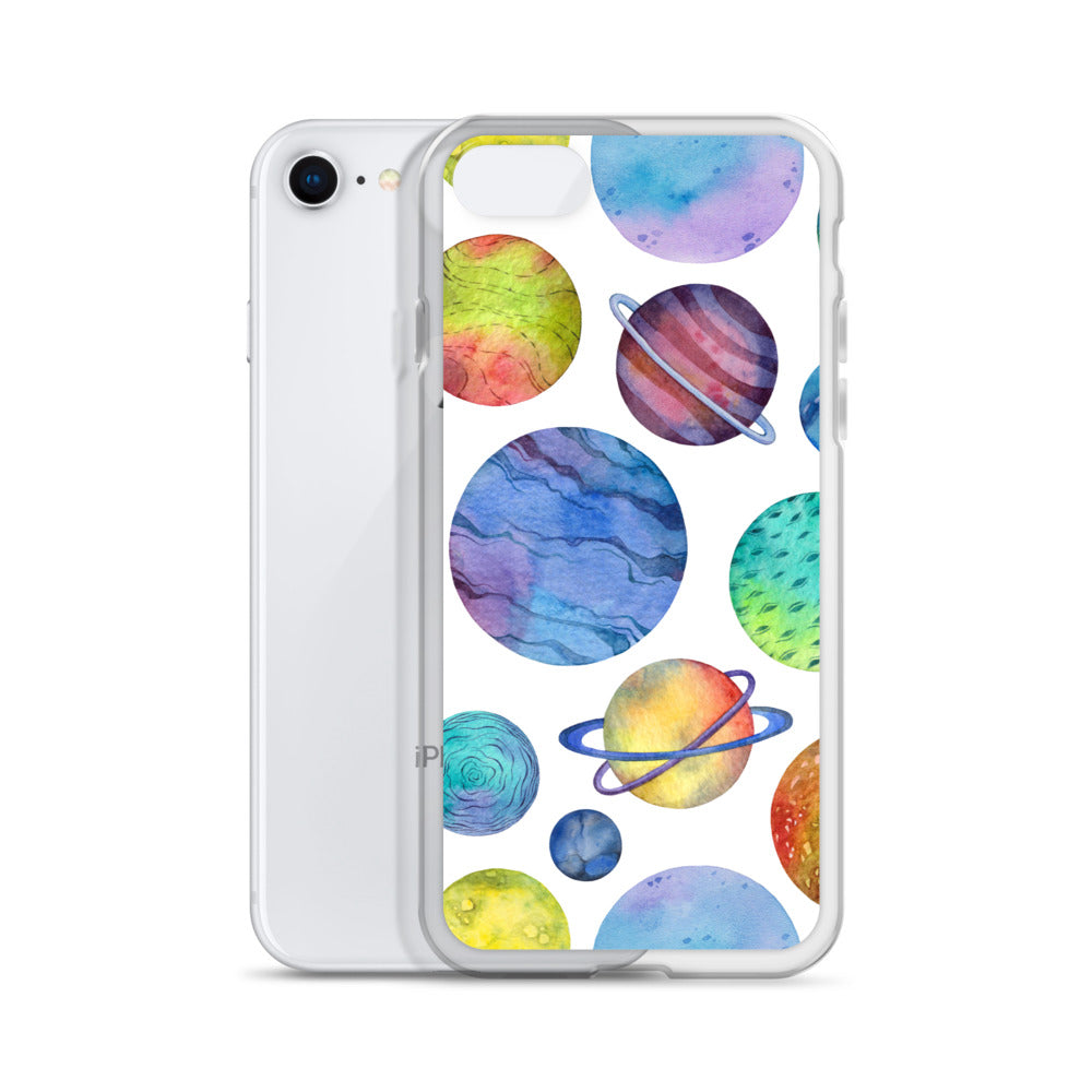 Space Watercolor Planets iPhone Case