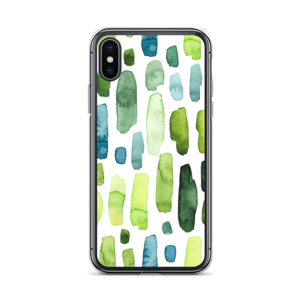 Green Abstract Paint Strokes iPhone Case