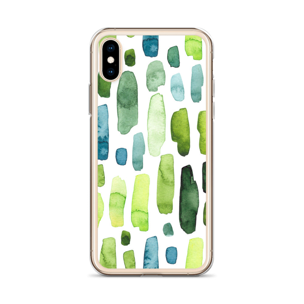 Green Abstract Paint Strokes iPhone Case