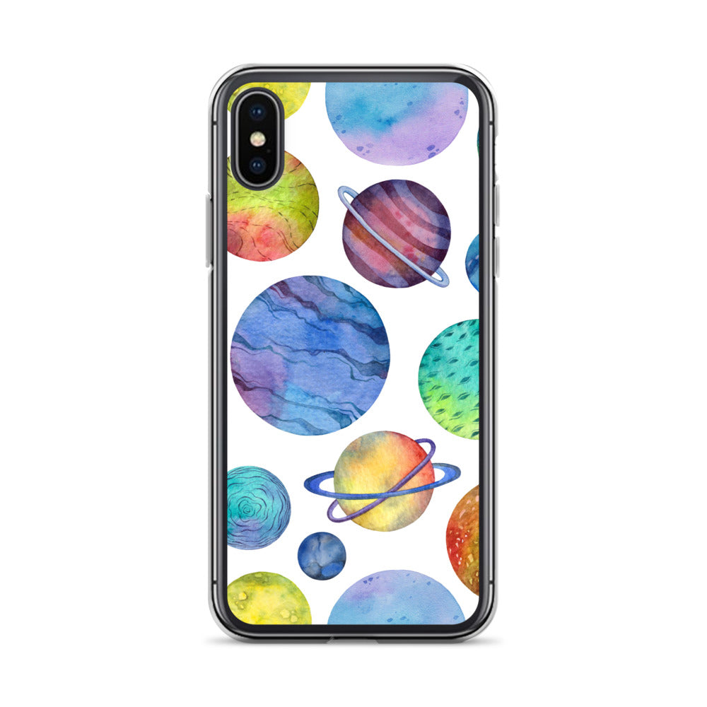 Space Watercolor Planets iPhone Case