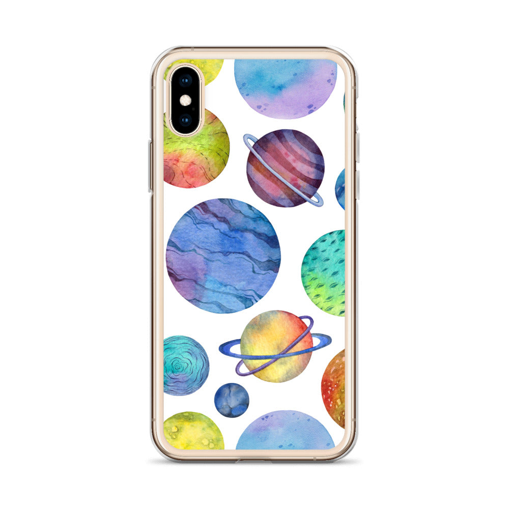 Space Watercolor Planets iPhone Case