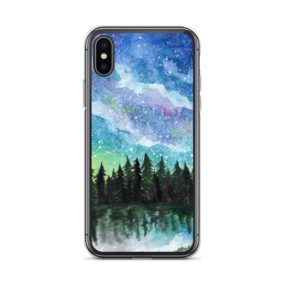 Watercolor Galaxy Forest iPhone Case