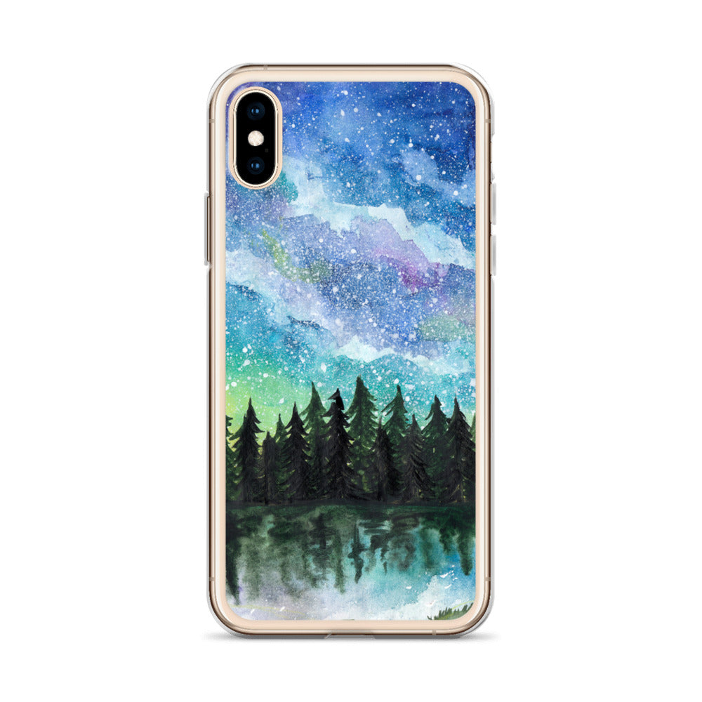 Watercolor Galaxy Forest iPhone Case