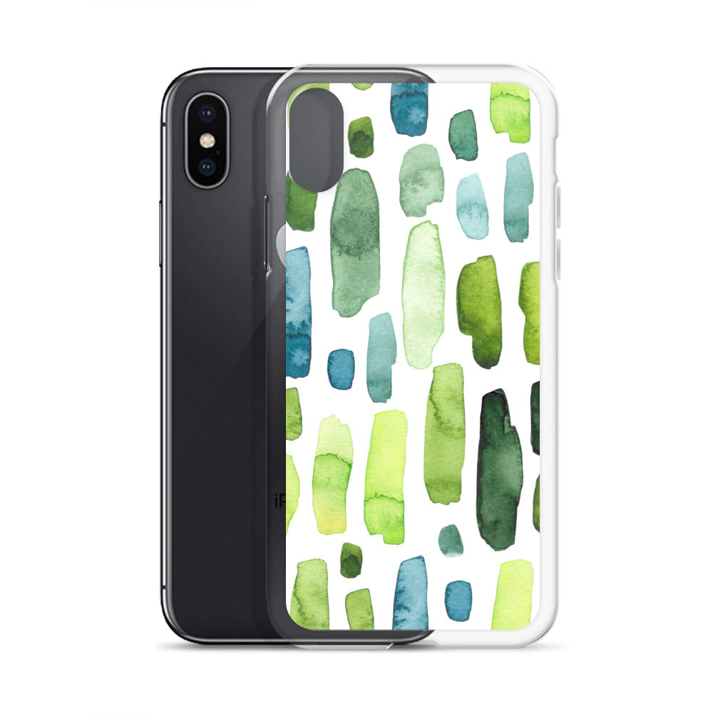 Green Abstract Paint Strokes iPhone Case