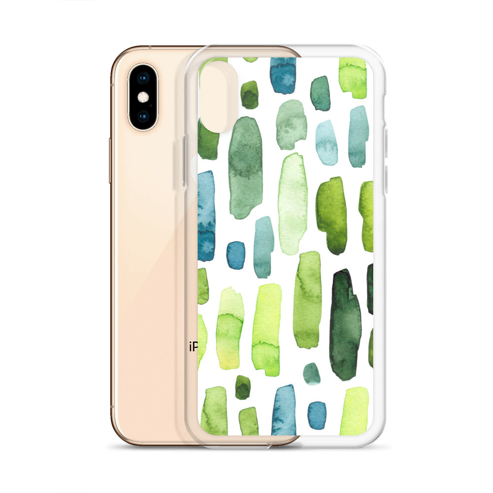 Green Abstract Paint Strokes iPhone Case