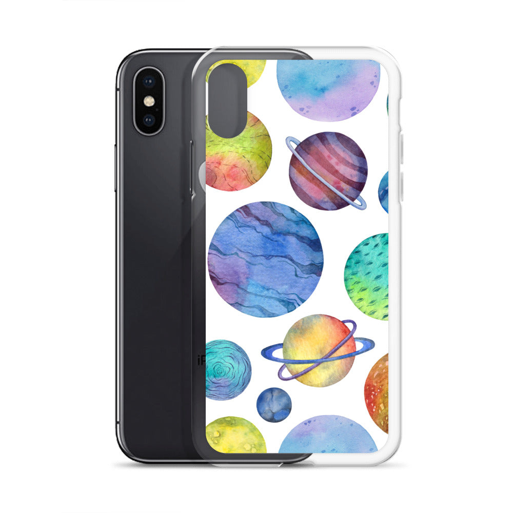 Space Watercolor Planets iPhone Case