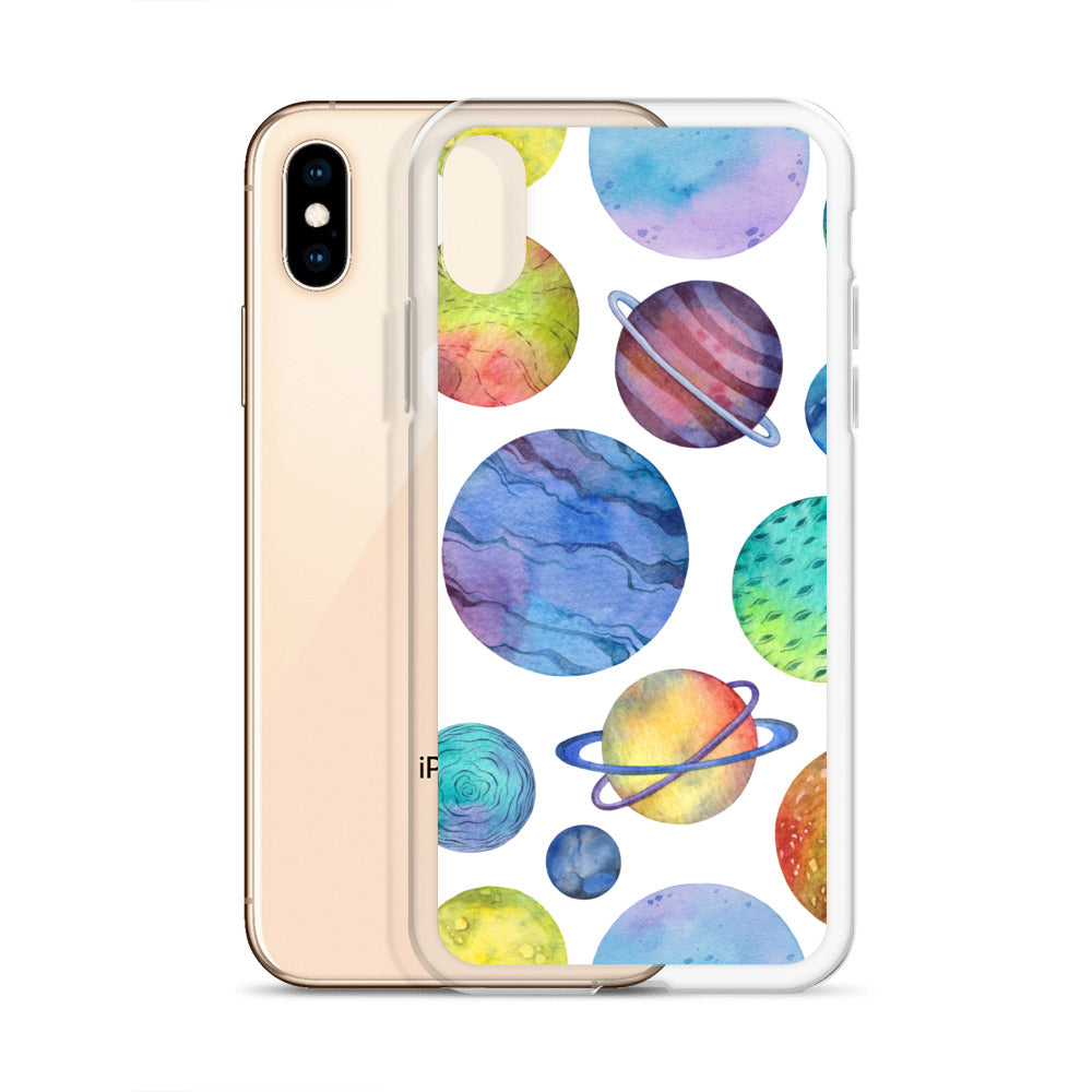 Space Watercolor Planets iPhone Case