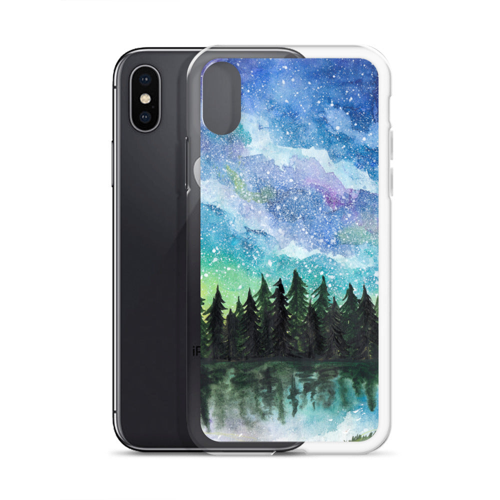 Watercolor Galaxy Forest iPhone Case