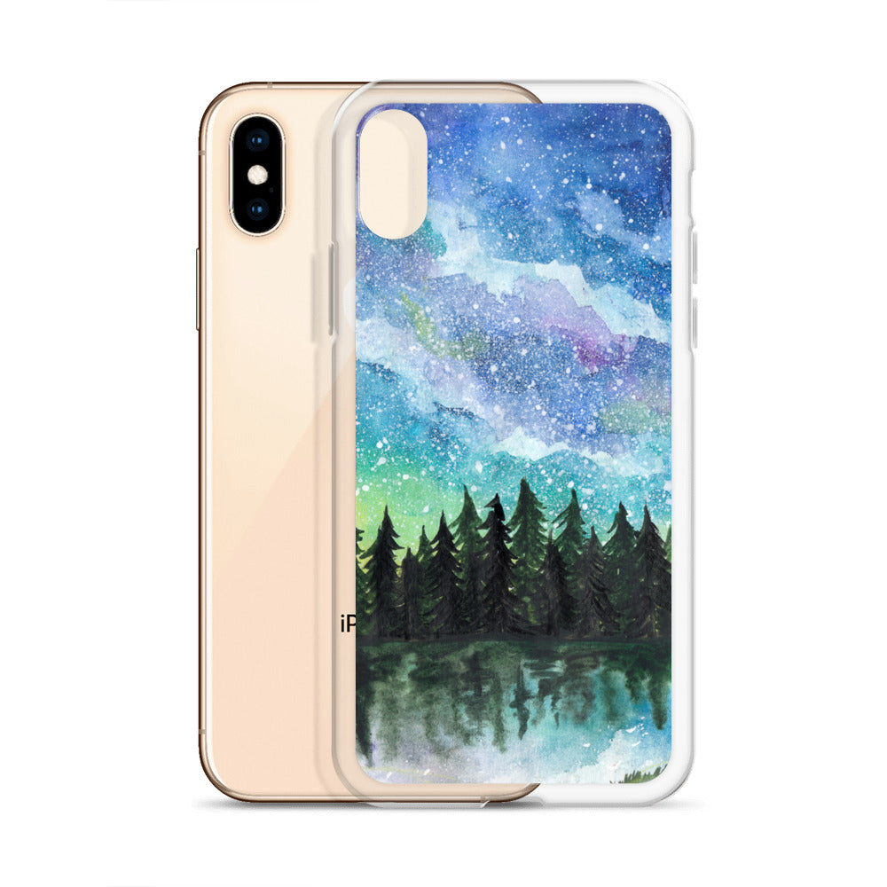 Watercolor Galaxy Forest iPhone Case