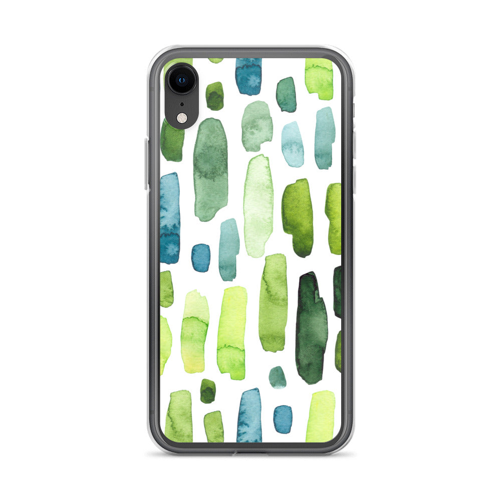 Green Abstract Paint Strokes iPhone Case