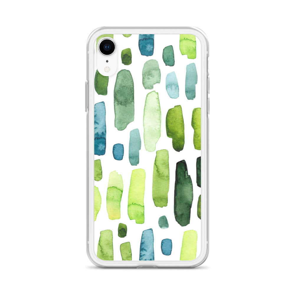 Green Abstract Paint Strokes iPhone Case