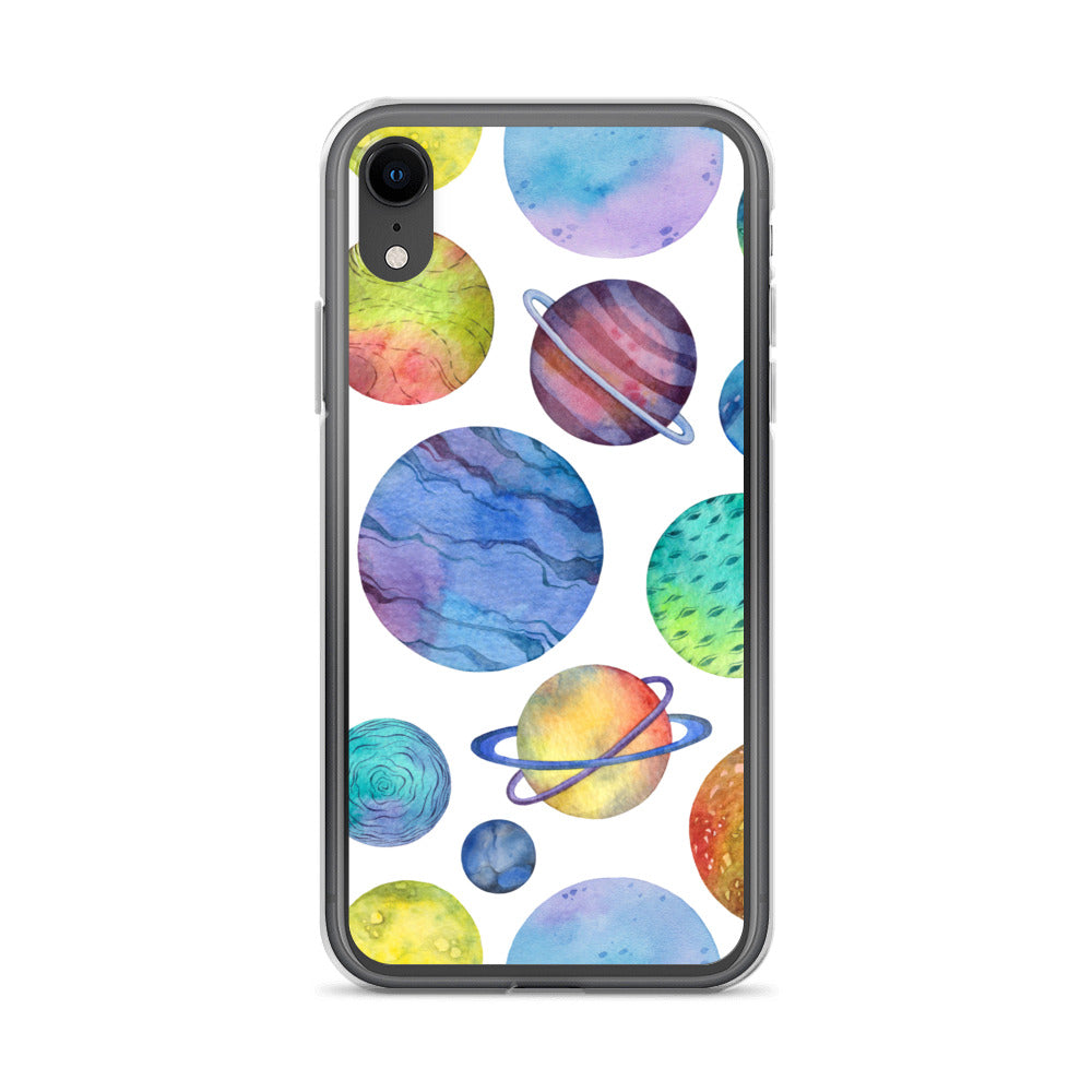 Space Watercolor Planets iPhone Case