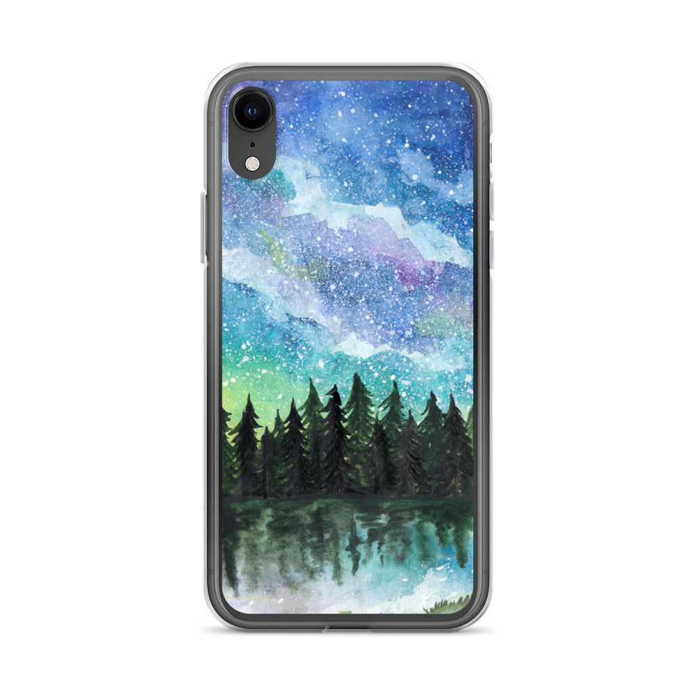 Watercolor Galaxy Forest iPhone Case