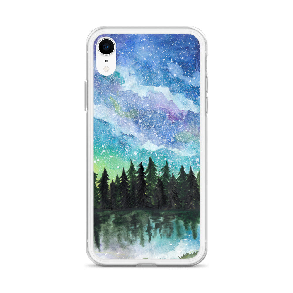 Watercolor Galaxy Forest iPhone Case