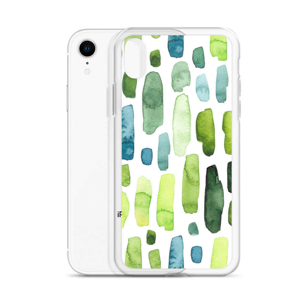 Green Abstract Paint Strokes iPhone Case