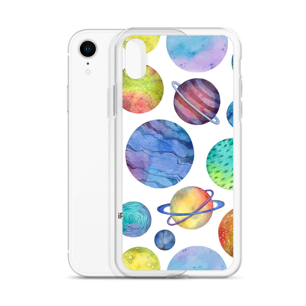 Space Watercolor Planets iPhone Case