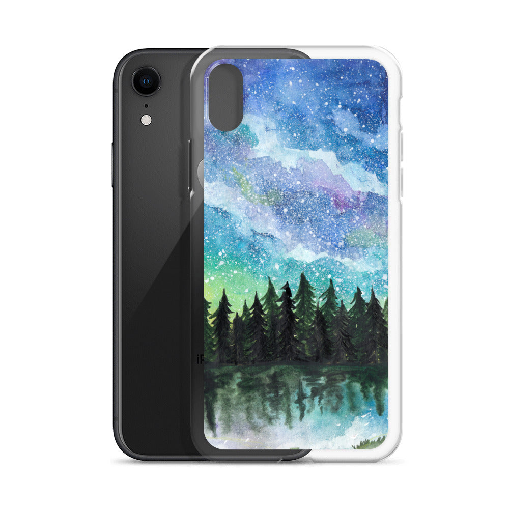 Watercolor Galaxy Forest iPhone Case