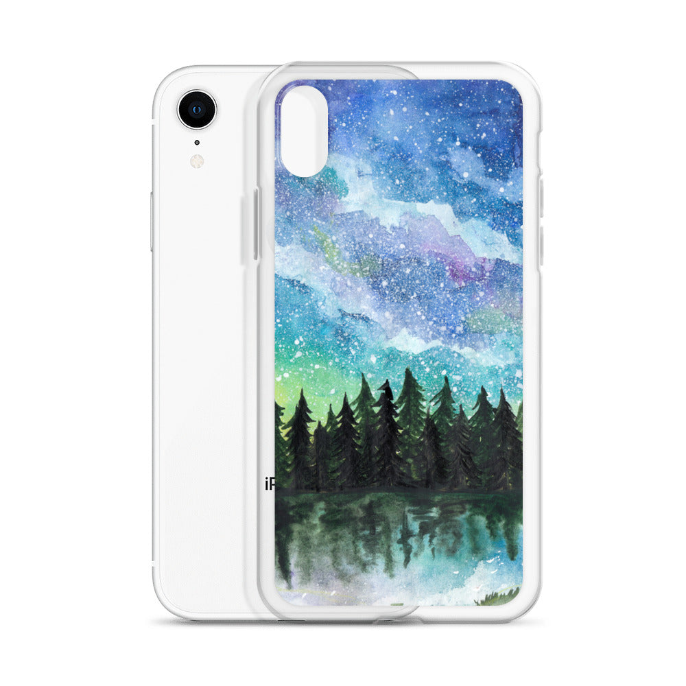 Watercolor Galaxy Forest iPhone Case