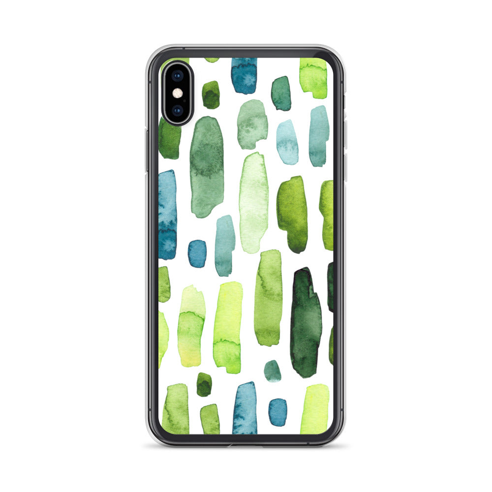 Green Abstract Paint Strokes iPhone Case