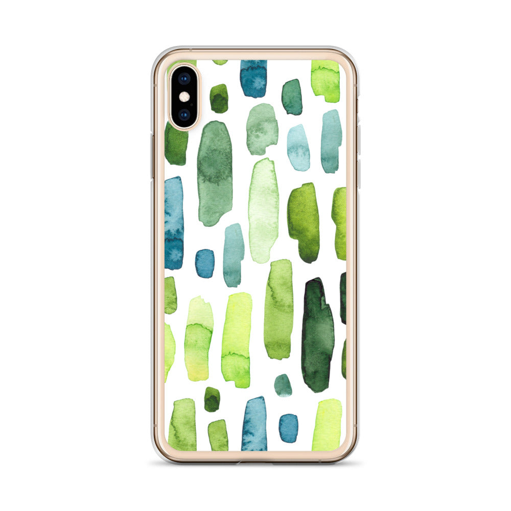 Green Abstract Paint Strokes iPhone Case