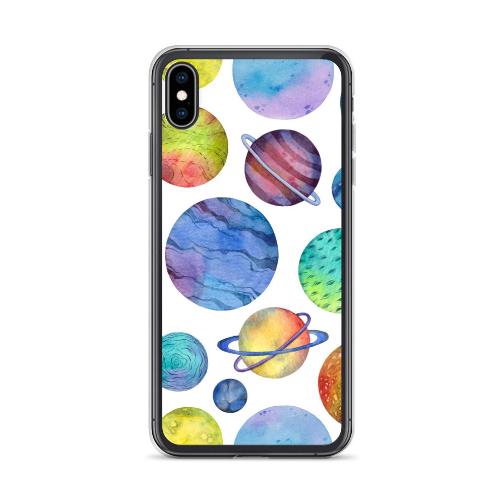 Space Watercolor Planets iPhone Case