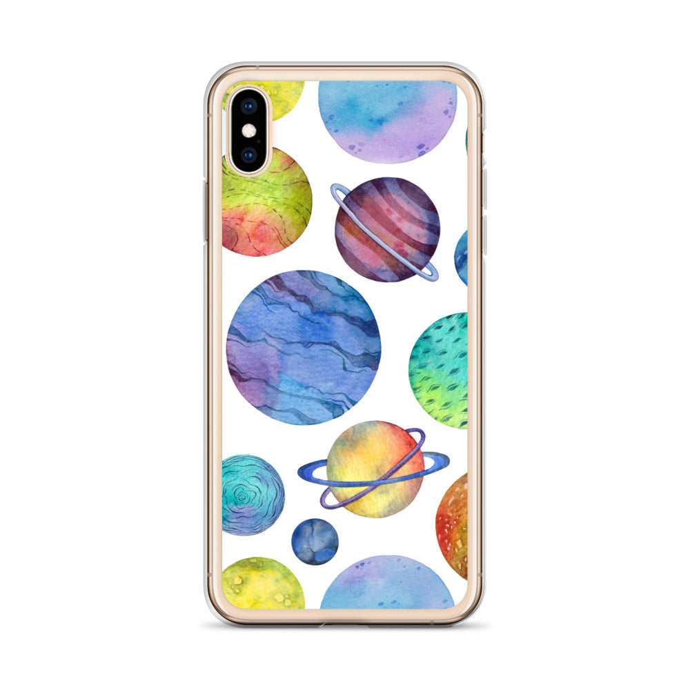 Space Watercolor Planets iPhone Case