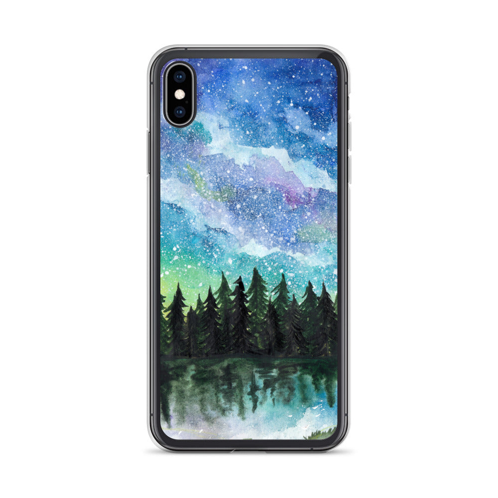 Watercolor Galaxy Forest iPhone Case