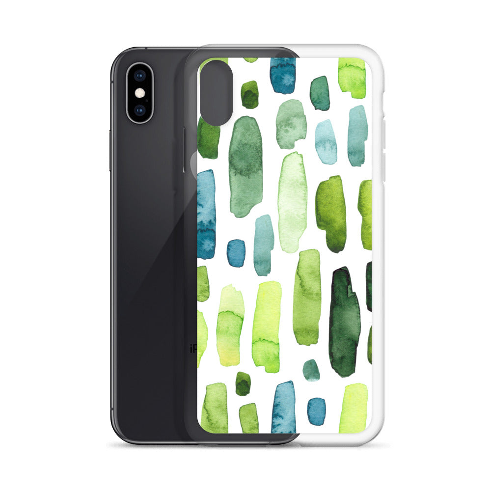 Green Abstract Paint Strokes iPhone Case